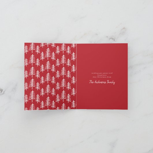 モダンミニマルクリスマスの素朴な赤数々のい1枚 シーズンカード (内部)
