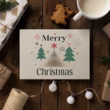 モダンミニマルクリスマスツリーホリデーカード