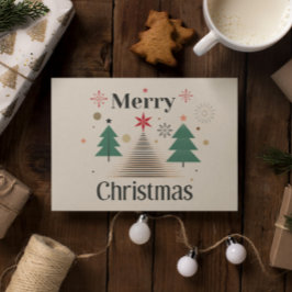 モダンミニマルクリスマスツリーホリデーカード ポストカード