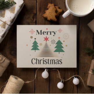 モダンミニマルクリスマスツリーホリデーカード ポストカード