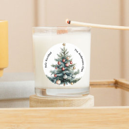 モダンミニマルクリスマスツリーホリデーギフトタグ ラウンドシール