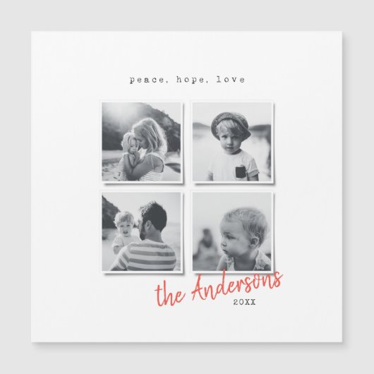 モダンミニマルクリスマス写真の休日マグネットカード (正面)