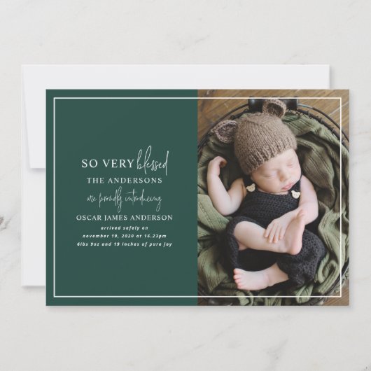 モダンミニマルクリスマス写真の誕生発表 (正面)