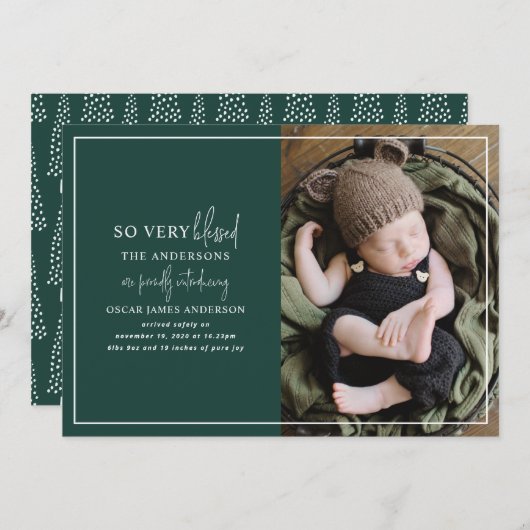 モダンミニマルクリスマス写真の誕生発表 (正面/裏面)