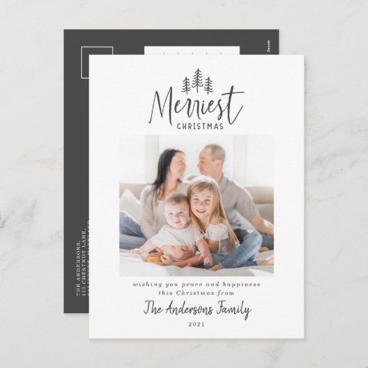 モダンミニマルクリスマス数々の飾り シーズンポストカード (正面/裏面)