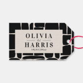 モダンミニマルグラフィック白黒のパーティー ギフトタグ (正面(横))