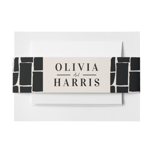 モダンミニマルグラフィック白黒のパーティー 招待状ベリーバンド (正面例)