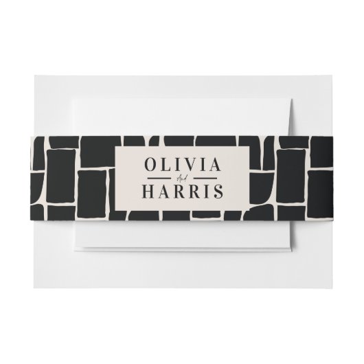 モダンミニマルグラフィック白黒のパーティー 招待状ベリーバンド (正面例)