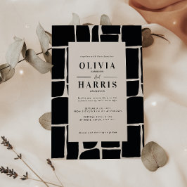 モダンミニマルグラフィック白黒ユニーク 招待状