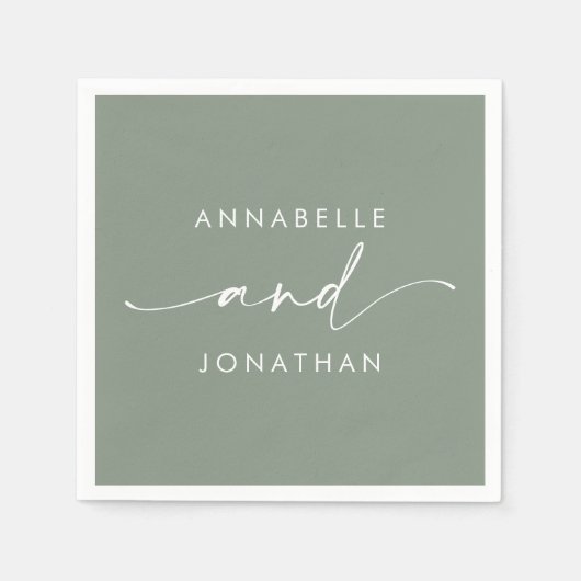 モダンミニマルグリコンテンポラリー結婚ン スタンダードカクテルナプキン (正面)