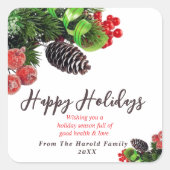 モダンミニマルグリーンフォージホリデーエレガント スクエアシール (正面)