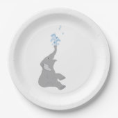 モダンミニマルグレー象シャワーパーティープレート ペーパープレート (正面)