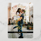 モダンミニマルコンテンポラリー |写真の日付の保存 箔招待状 (正面)