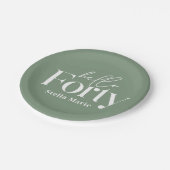 モダンミニマルサージグリーン40th birthday decor ペーパープレート (アングル)