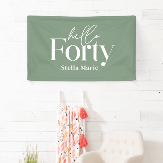 モダンミニマルサージグリーン40th birthday decor 横断幕 (インサイチュ)