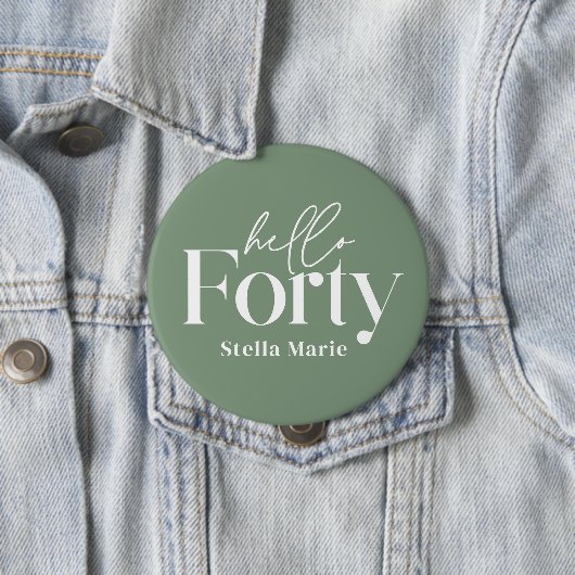 モダンミニマルサージグリーン40th birthday decor 缶バッジ (インサイチュ)