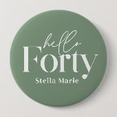 モダンミニマルサージグリーン40th birthday decor 缶バッジ (正面)