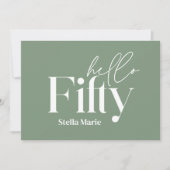 モダンミニマルサージュシンプルグリーン50歳 招待状 (正面)