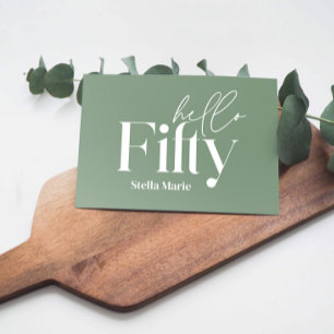 モダンミニマルサージュシンプルグリーン50歳 招待状