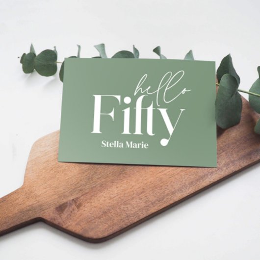 モダンミニマルサージュシンプルグリーン50歳 招待状