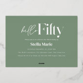 モダンミニマルサージュシンプルグリーン50歳 箔招待状 (裏面)