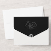 モダンミニマルシッ結婚ク&ホワイト オールインワン招待状 (裏面)