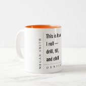 モダンミニマルシンプルおもしろいはっきりした歯医者ギフト ツートーンマグカップ (正面左)