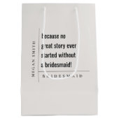 モダンミニマルシンプルはっきりしたClassy Bridesmaid Gift ミディアムペーパーバッグ (裏面)