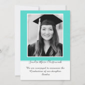 モダンミニマルシンプルアクアティール（緑がかった色）ブルー卒業A 案内状 (裏面)