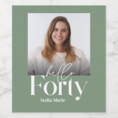 モダンミニマルシンプルサージグリーン40歳 ワインラベル (シングルラベル)