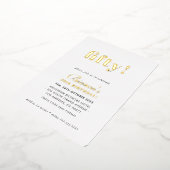 モダンミニマルシンプルシック50歳金ゴールド 箔招待状 (回転した状態)