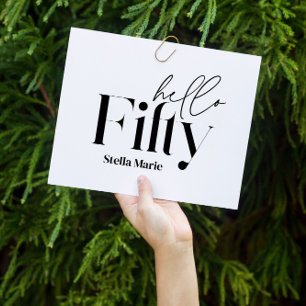 モダンミニマルシンプルタイポグラフィ50歳 招待状