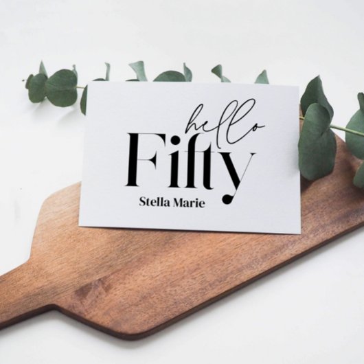 モダンミニマルシンプルタイポグラフィ50歳 招待状