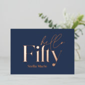 モダンミニマルシンプルタイポグラフィ50歳 箔招待状 (立ち正面)