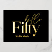 モダンミニマルシンプルタイポグラフィ50歳 箔招待状 (正面)