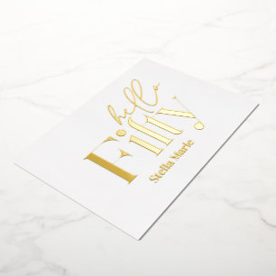 モダンミニマルシンプルタイポグラフィ50歳 箔招待状