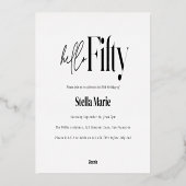 モダンミニマルシンプルタイポグラフィ50歳 箔招待状 (裏面)