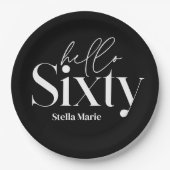 モダンミニマルシンプルタイポグラフィ60歳 ペーパープレート (正面)