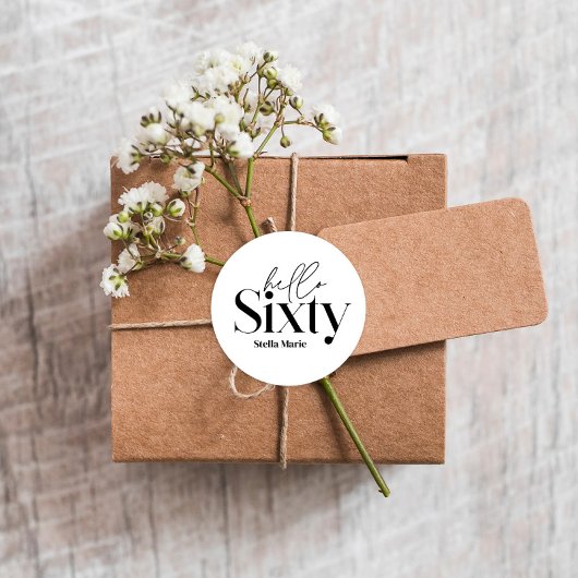 モダンミニマルシンプルタイポグラフィ60歳 ラウンドシール