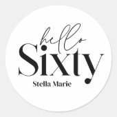 モダンミニマルシンプルタイポグラフィ60歳 ラウンドシール (正面)