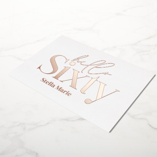 モダンミニマルシンプルタイポグラフィ60歳 箔招待状 (回転した状態)