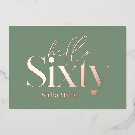 モダンミニマルシンプルタイポグラフィ60歳 箔招待状 (正面)