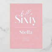 モダンミニマルシンプルタイポグラフィ60歳 箔招待状 (正面)
