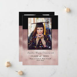 モダンミニマルシンプルバラブラック卒業式Announ 案内状