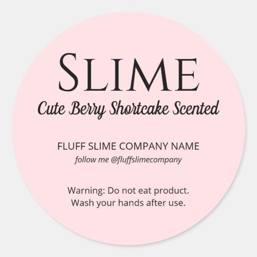 モダンミニマルシンプルピンクスライム製品ラベル ラウンドシール (正面)