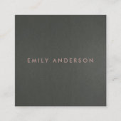 モダンミニマルシンプルフェイク暗銀グレー黒 スクエア名刺 (正面)