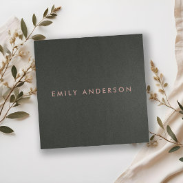 モダンミニマルシンプルフェイク暗銀グレー黒 スクエア名刺