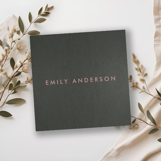 モダンミニマルシンプルフェイク暗銀グレー黒 スクエア名刺