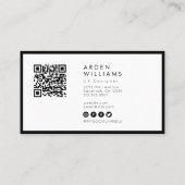 モダンミニマルシンプルプロフェッショナルQRコード写真 名刺 (裏面)
