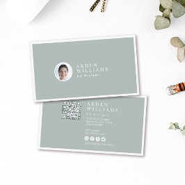 モダンミニマルシンプルプロフェッショナルQRコード写真 名刺